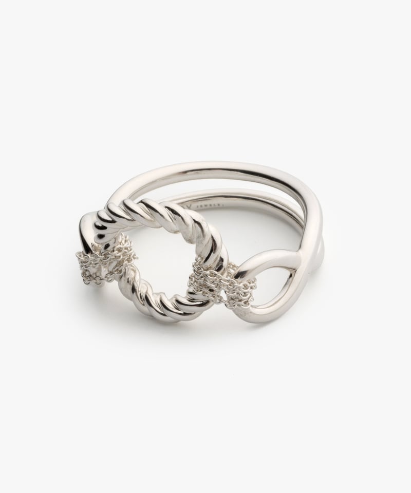 OX JEWELRy Signature “O” Spiral Link Silver Rin