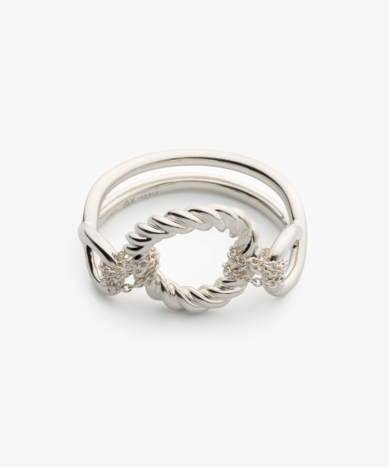 OX JEWELRy Signature “O” Spiral Link Silver Rin