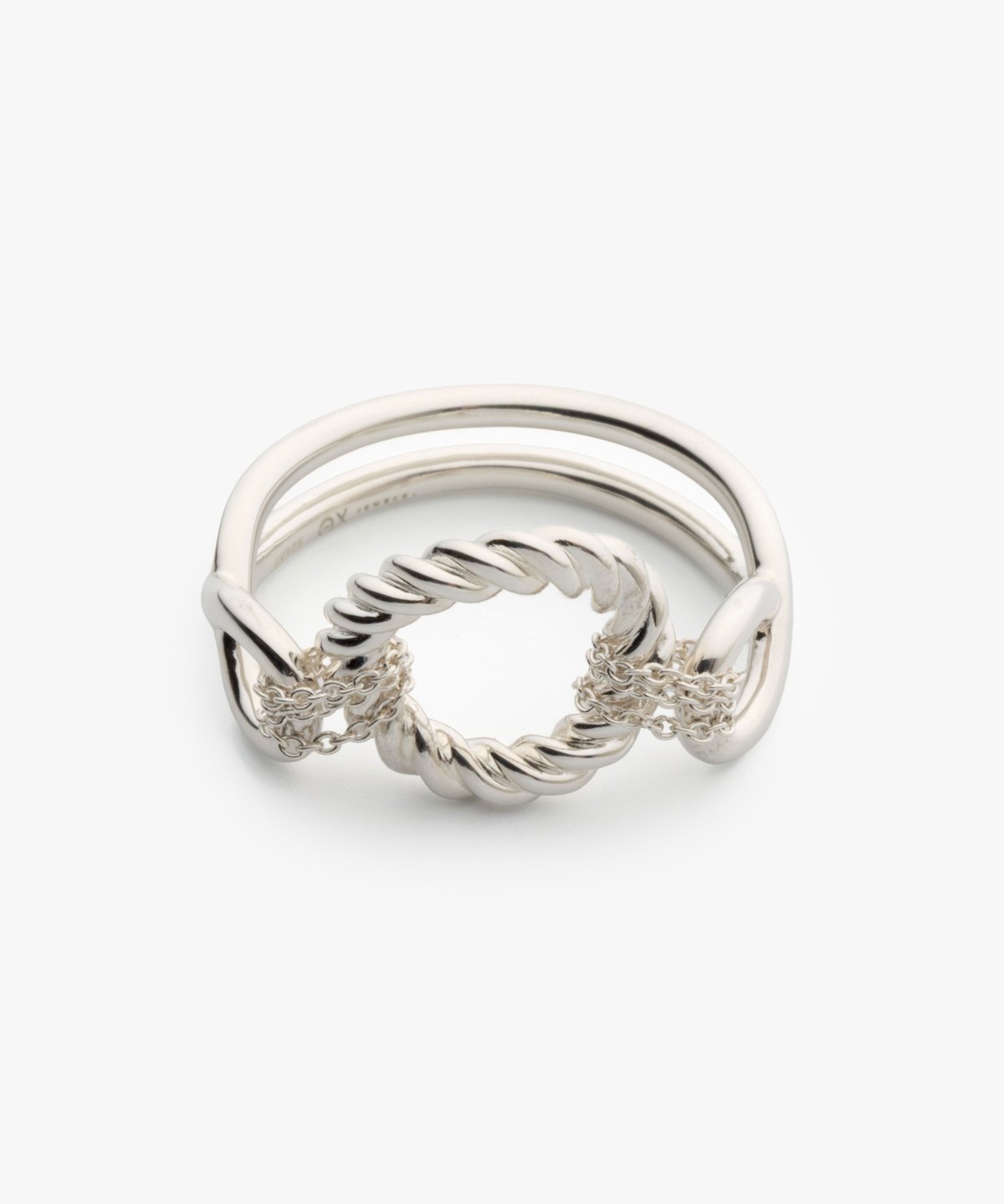 OX JEWELRy Signature “O” Spiral Link Silver Rin