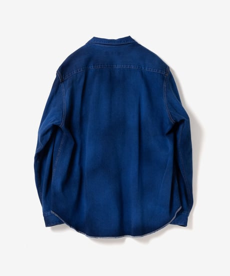 OVERDYED OPEN COLLAR DENIM SHIRT JACKET Fabric by KUROKI