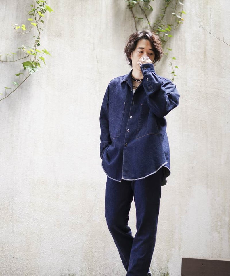 ジャケット・アウター clore+ Denim Shirt Jacket 7/26発売】WASH OPEN COLLAR DENIM SHIRT JACKET Fab