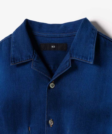 OVERDYED OPEN COLLAR DENIM SHIRT JACKET Fabric by KUROKI