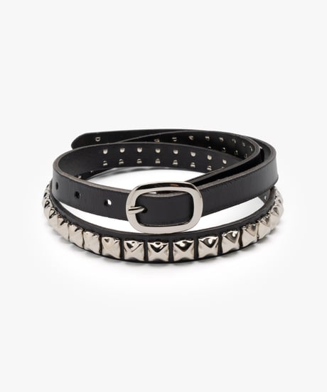NARROW LONG VEGETABLE-TANNED STUD LEATHER BELT