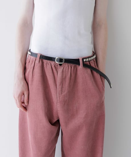NARROW LONG VEGETABLE-TANNED STUD LEATHER BELT