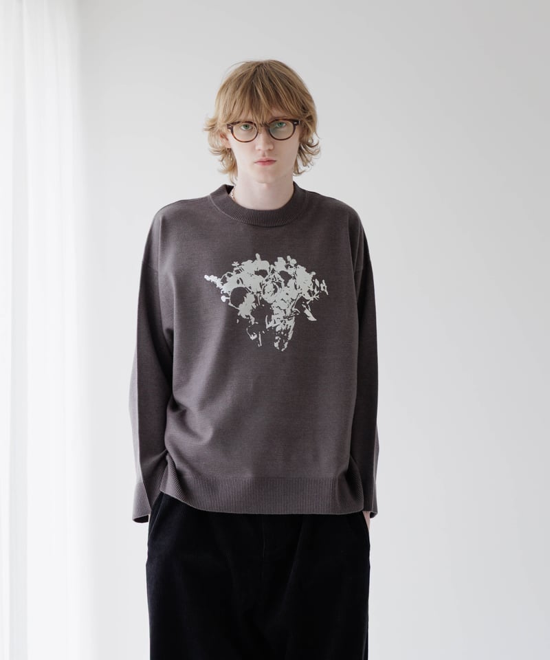SILVER PRINTED LOOSE FIT KNIT SWEATER | MB -the