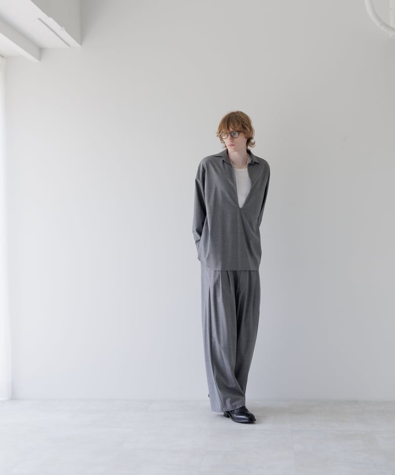 NUANCE COLOR WORSTED WOOL WIDE-LEG TROUSERS Fab