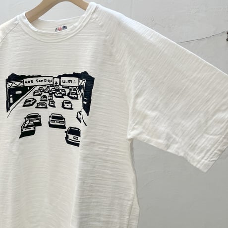 u.m.i sunrise ( ユーエムアイサンライズ) 裾カーリング　スラブ 半袖Tシャツ 405SanDiego　Y-1101B