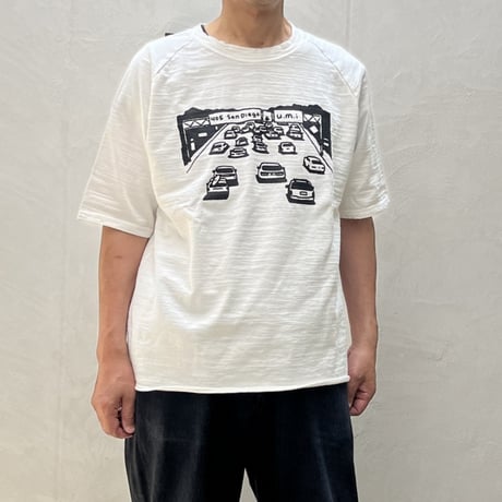u.m.i sunrise ( ユーエムアイサンライズ) 裾カーリング　スラブ 半袖Tシャツ 405SanDiego　Y-1101B