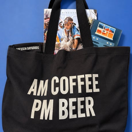 TRAINING BAG ”AM COFFEE PM  BEER /AM COFFEE  PM  BEER    DARK BROWN COLOR ※両面プリントです