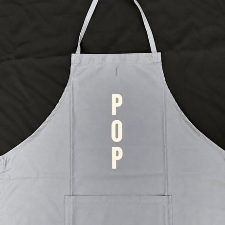 [🌟新発売　]ADULT  APRON ”POP“ APRON (生成りロゴ)GREY COLOR