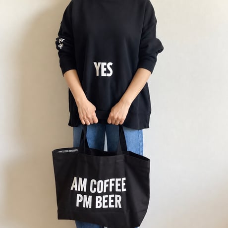 TRAINING BAG ”AM COFFEE PM  BEER /AM COFFEE  PM  BEER    DARK BROWN COLOR ※両面プリントです