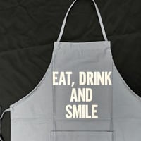[🌟新発売　]ADULT  APRON ”EAT、DRINK AND SMILE“ APRON (生成りロゴ)GREY COLOR