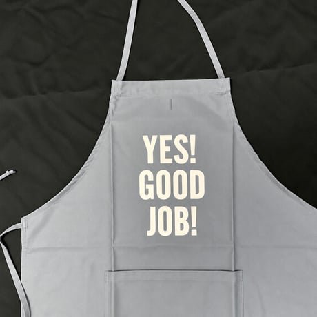 [🌟新発売　]ADULT  APRON ”YES！GOOD  JOB！“ APRON (生成りロゴ)GREY COLOR