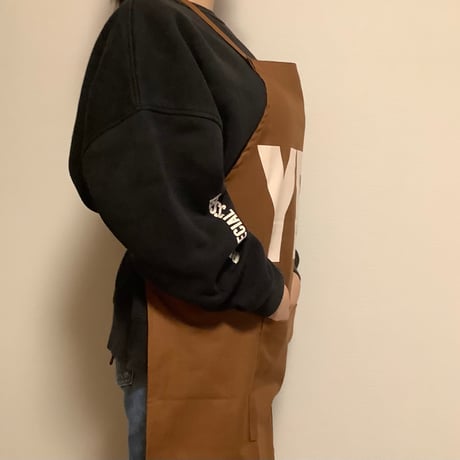 ADULT APRON  “YES” ※生成りロゴ　“BROWN COLOR ※裏にはNO THANK  YOUのプリントがあります。