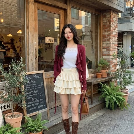 19起毛リブフリルカーディガン