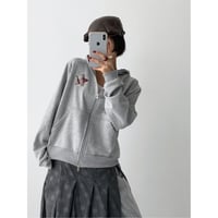 Purplegray27★チェックフードジップアップ
