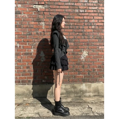 19起毛リブフリルカーディガン