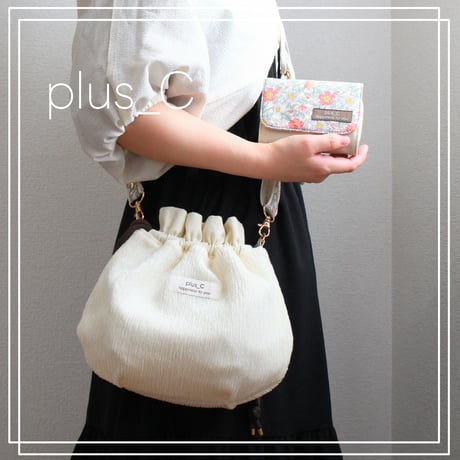 展示品【オーダー会ありがとうございました！】 花柄折りたたみ財布+おもち巾着セット