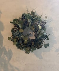 秋色紫陽花とユーカリのリース