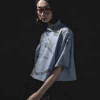 onnacodomo x BREATH BY DELTA / onnnacodomo Boxy Shirts / Blue x Grey print