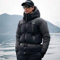 【林晃大モデル】防水DOWN JACKET - BLACK/GRAYコンビ