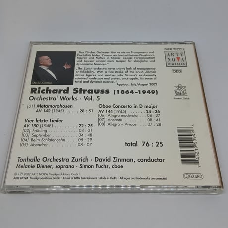 Richard Strauss: Metamorphosen etc/Tonhalle Orchestra Zurich,David Zinman