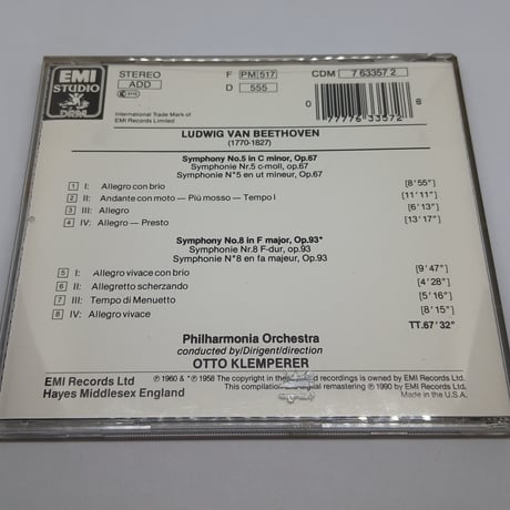 Beethoven:Symphony No.5&No.8/Otto Klemperer