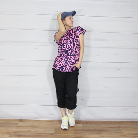 （Marble催事限定商品セール）SL2604-104　総柄総柄ゆるﾌｨｯﾄT　WHITE　NAVY　LADIES M ・L