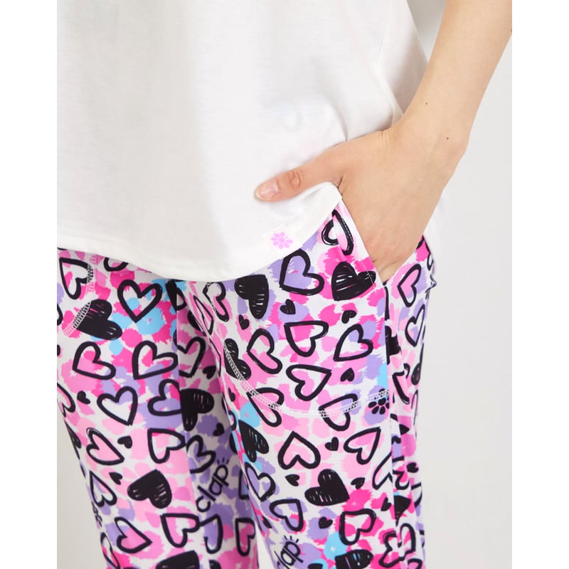 CLAP）HEART HEART CROPPED PANTS ホワイト | フィットネスウェ