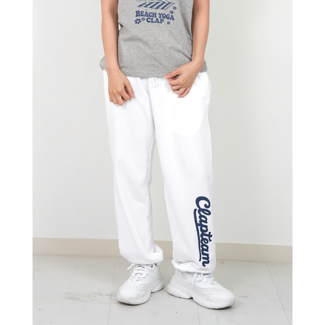 新品　クラップ　clap ドライスウェットパンツ　ホワイト　フィットネス CLAP）CLAP TEAM SWEATPANTS ホワイト | フィットネスウェアショップ