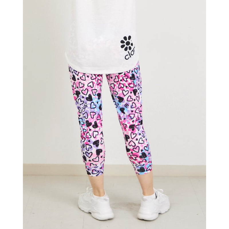 clap クラップ❤7月新作ハートハートイーシュットパンツ　フィットネス　ミカノ CLAP）HEART HEART CROPPED PANTS ホワイト | フィットネスウェ