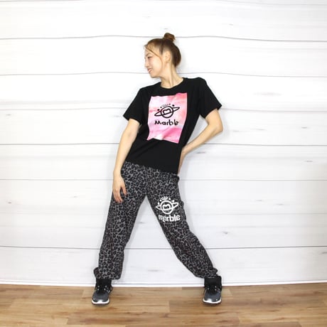 （Marble）L2609-606　レオパード柄 ロングパンツ　BLACK　LADIESM ・L