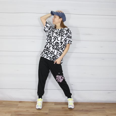 （Marble催事限定商品セール）SU2604-105　総柄ﾄﾞﾛｽﾄ付BigT　WHITE　BROWN　UNISEX M