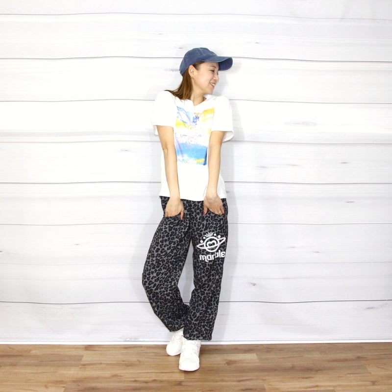 Marble）L2609-606 レオパード柄 ロングパンツ BLACK LADIESM ・