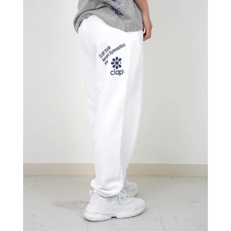 CLAP）CLAP TEAM SWEATPANTS ホワイト | フィットネスウェアショップ