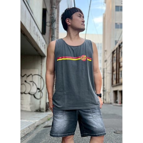 BSCRUZ CIRCLE LOGO GARMENT DYED TANK　ホワイト　クリムゾン　ペッパーブラック　LサイズXLサイズ