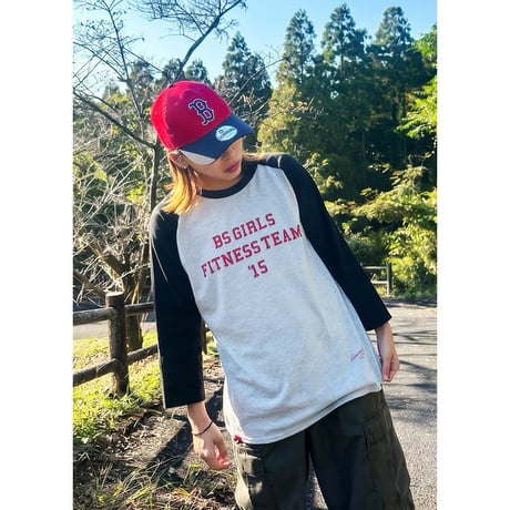 ANYTIME GIRLS 3/4 SLEEVE BASEBALL Tee　ホワイト x ネイビー　MサイズLサイズ
