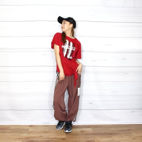 （Marble）U2609-604　ワイドロングパンツ　BROWN　UNISEX  M ・L ・XL