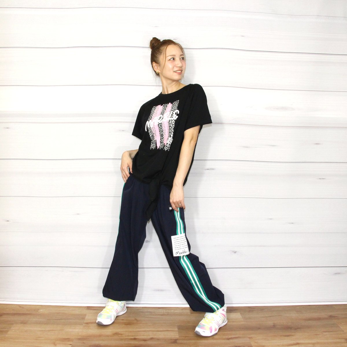 Marble）U2609-604 ワイドロングパンツ NAVY UNISEX M ・L ・