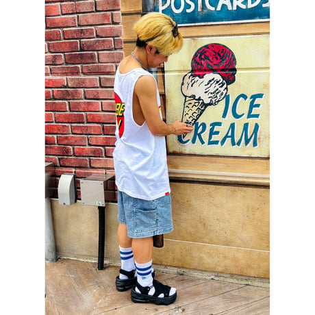BSCRUZ CIRCLE LOGO GARMENT DYED TANK　ホワイト　クリムゾン　ペッパーブラック　LサイズXLサイズ