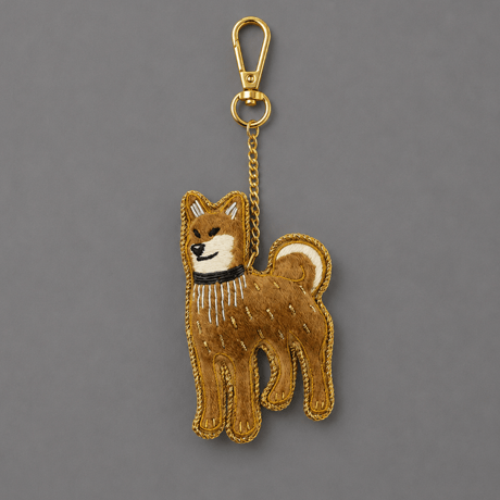 ザリ刺繍　柴犬キーホルダー