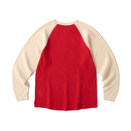 HELLRAZOR WAFFLE LS SHIRT NATURAL/DEEP RED