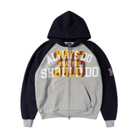 ALWAYS JERSEY RAGLAN ZIP UP HOODIE HEATHER GREY
