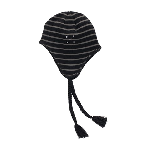 POP TRADING COMPANY REVERSIBLE EARFLAP BEANIE BLACK / CHARCOAL