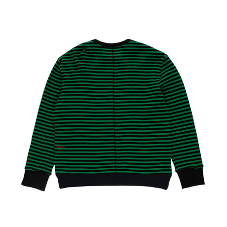 POP TRADING COMPANY STRIPED WAFFLE CREWNECK JUNIPER / BLACK