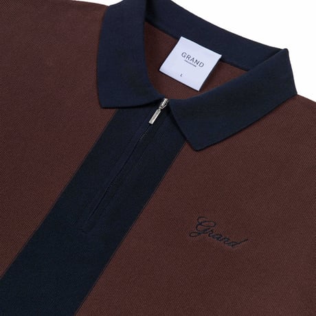 GRAND COLLECTION KNIT QUARTER ZIP ESPRESSO / MIDNIGHT NAVY