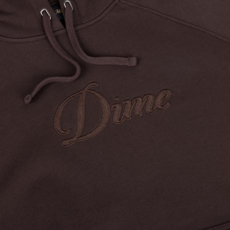 DIME CURSIVE HOODIE DARK BROWN