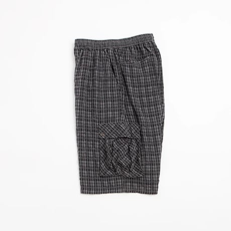YARDSALE PLAID CARGO SHORTS BLACK / GREY