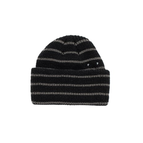 POP TRADING COMPANY STRIPED BEANIE BLACK / CHARCOAL