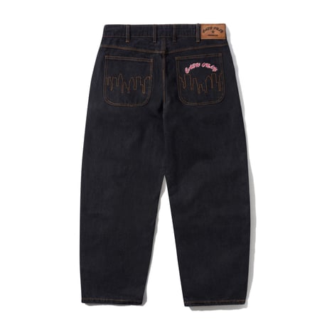 CASH ONLY LOGO BAGGY DENIM JEANS WASHED BLACK